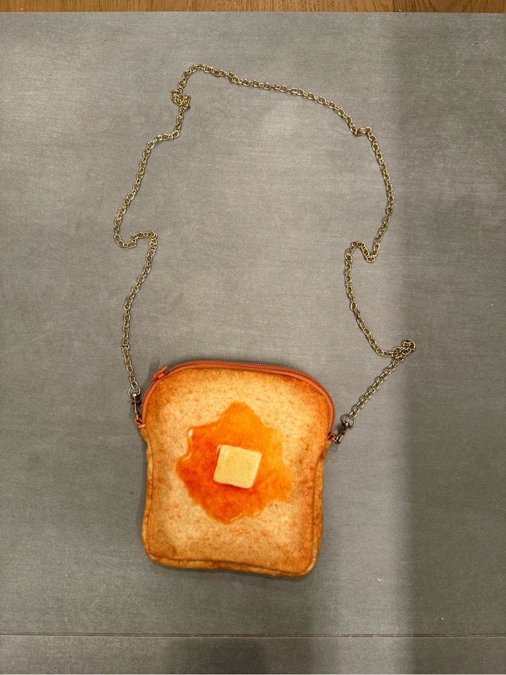 French Toast Crossbody Bag with Gold Chain